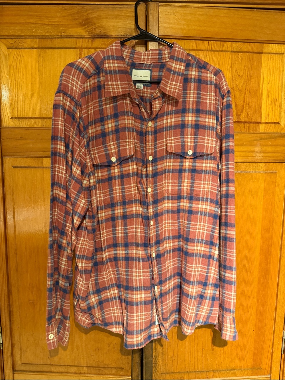 Men's American Eagle Outfitters Rust & Grey Super Soft Flannel